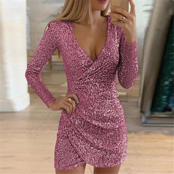 fashion draped sequined dress women bodycon v neck dresses lady long sleeve mini dress autumn spring vestidos#z30, Black;gray
fashion draped sequined dress women bodycon v neck dresses lady long sleeve mini dress autumn spring vestidos#z30, Black;gray