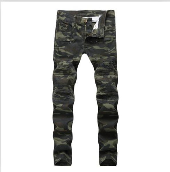 new european and american men's jeans camouflage pleated stitching slim casual denim pants, Blue
new european and american men's jeans camouflage pleated stitching slim casual denim pants, Blue