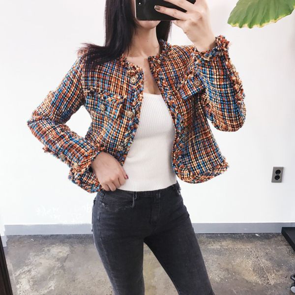 новый tweed short blazer тканые шерстяные пальто хлопка черный оранжевый plaid однобортный кнопка офис женская осень женщины куртки, White;black
новый tweed short blazer тканые шерстяные пальто хлопка черный оранжевый plaid однобортный кнопка офис женская осень женщины куртки, White;black