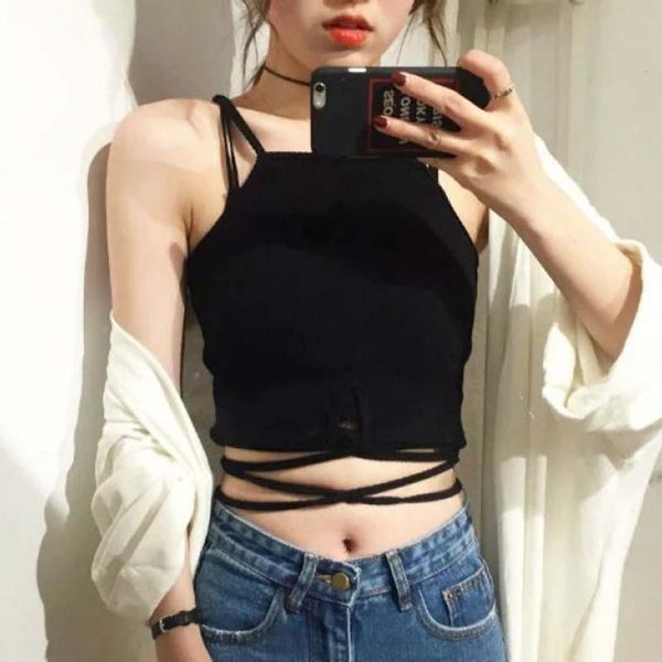 2019 women crop sleeveless shirt summer camis slim navel vest camisole, White