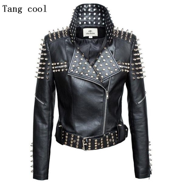 Luxury new 2019 autumn fa hion women rivet motorcycle pu faux leather pike tudded jacket outerwear treetwear jacket, Black
Luxury new 2019 autumn fa hion women rivet motorcycle pu faux leather pike tudded jacket outerwear treetwear jacket, Black