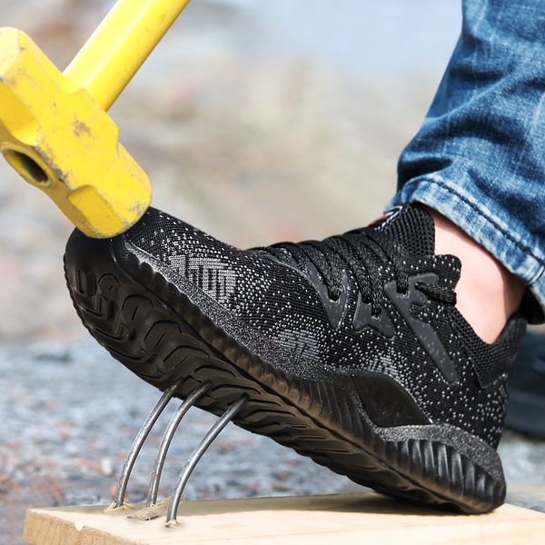 men casual big size steel toe shoes outdoor construction site worker safety shoe tooling security work boots protective footwear, Black
men casual big size steel toe shoes outdoor construction site worker safety shoe tooling security work boots protective footwear, Black