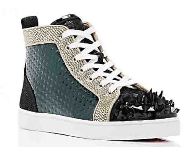 new season men shoes red bottom sneakers real leather hi cut sneaker,luxury red sole spiked pik pik trainers double color side, Black
new season men shoes red bottom sneakers real leather hi cut sneaker,luxury red sole spiked pik pik trainers double color side, Black