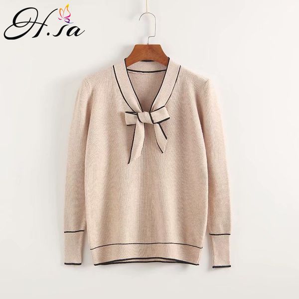 h.sa 2019 women sweater bow tie long sleeve v neck knit sweater pullovers christmas yellow knit jumpers korean style women, White;black
h.sa 2019 women sweater bow tie long sleeve v neck knit sweater pullovers christmas yellow knit jumpers korean style women, White;black