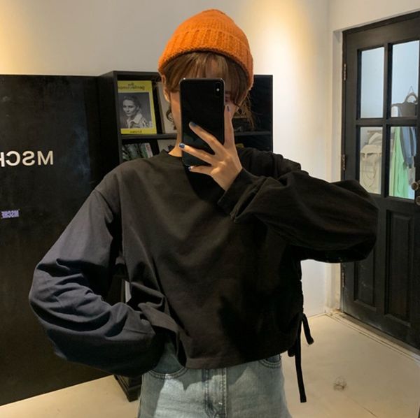 long sleeve tee women solid fashion pullover crew neck drawstring cotton women's t-shirt 2 colors ing, White
long sleeve tee women solid fashion pullover crew neck drawstring cotton women's t-shirt 2 colors ing, White
