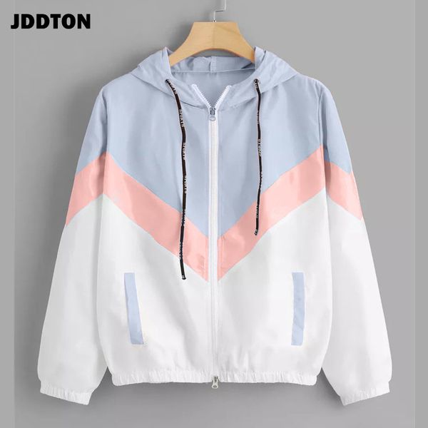 jddton women's hooded jacket patchwork color block windbreaker spring autumn multicolor coat female casual outwear eu size je270, Black;brown
jddton women's hooded jacket patchwork color block windbreaker spring autumn multicolor coat female casual outwear eu size je270, Black;brown