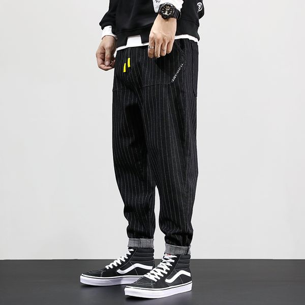 japanese style fashion men jeans black vintage stripe designer harem pants loose fit streetwear hip hop jeans men pencil pants, Blue
japanese style fashion men jeans black vintage stripe designer harem pants loose fit streetwear hip hop jeans men pencil pants, Blue