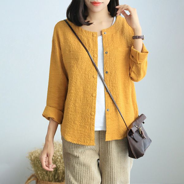 tongkou 2019 spring new retro literary round neck cotton and linen casual short coat cardigan shirt women, Black;brown
tongkou 2019 spring new retro literary round neck cotton and linen casual short coat cardigan shirt women, Black;brown
