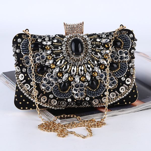 gemstone evening handbags with diamond quality heavy work handmade rhinestone women handbags, Black
gemstone evening handbags with diamond quality heavy work handmade rhinestone women handbags, Black