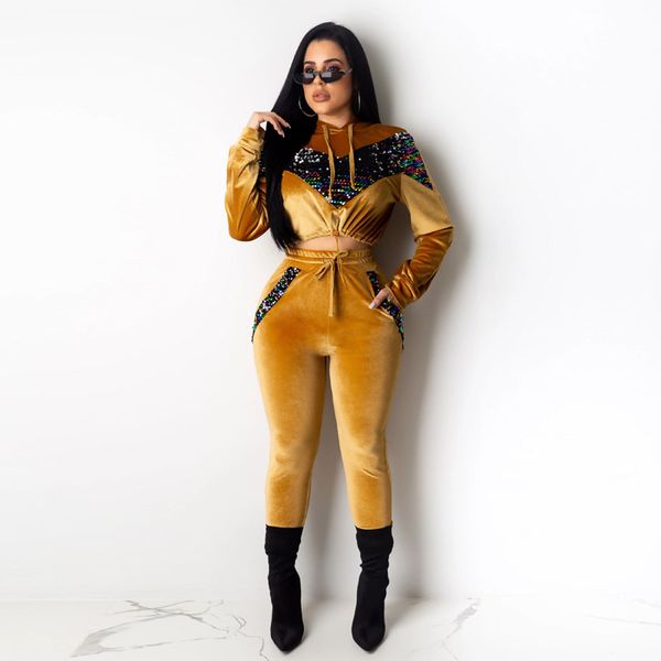 autumn winter sequins patchwork velvet tracksuit women long sleeve hoodie hoodies and pants suit casual outfits female sets, White
autumn winter sequins patchwork velvet tracksuit women long sleeve hoodie hoodies and pants suit casual outfits female sets, White