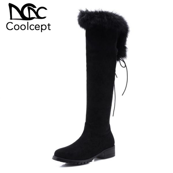 coolcept warm fur women over the knee boots winter solid color long boots zipper round toe flats women footwear size 32-43, Black
coolcept warm fur women over the knee boots winter solid color long boots zipper round toe flats women footwear size 32-43, Black