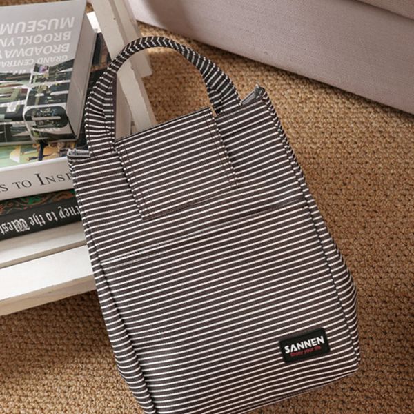 bolsa termica lunch bag stripe waterproof lunch box office school tote bag picnic cooler women storage insulated, Blue;pink 
bolsa termica lunch bag stripe waterproof lunch box office school tote bag picnic cooler women storage insulated, Blue;pink