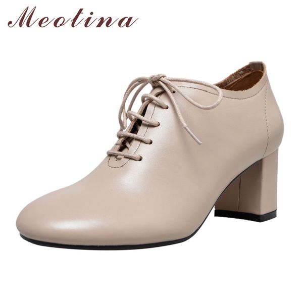 meotina high heels women shoes natural genuine leather thick high heel shoes cow leather round toe pumps lady autumn size 34-39, Black
meotina high heels women shoes natural genuine leather thick high heel shoes cow leather round toe pumps lady autumn size 34-39, Black