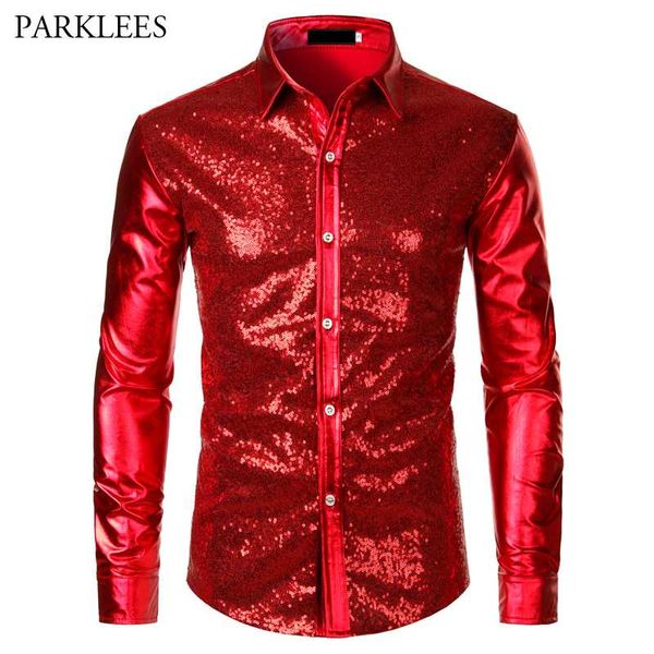 men's casual shirts red metallic sequins glitter shirt men 2021 disco party halloween costume chemise homme stage performance male cami, White;black
men's casual shirts red metallic sequins glitter shirt men 2021 disco party halloween costume chemise homme stage performance male cami, White;black