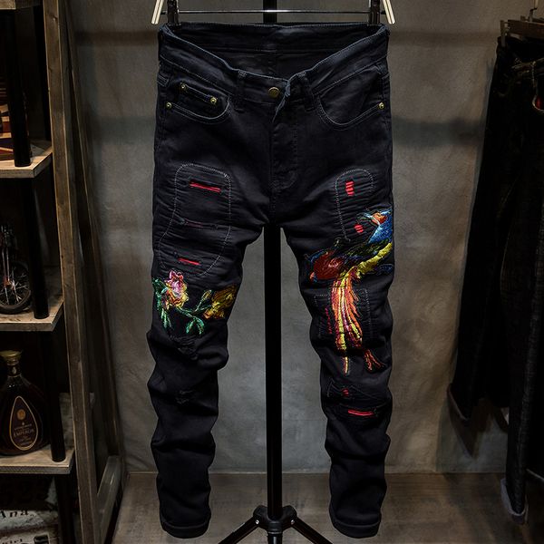 erkek jean pantolon wind phoenix embroidery jeans men's black slim small straight tube army green hole red elastic overalls, Blue
erkek jean pantolon wind phoenix embroidery jeans men's black slim small straight tube army green hole red elastic overalls, Blue