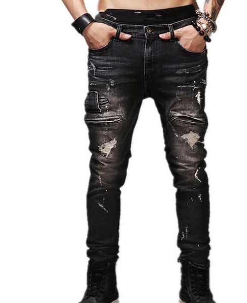 pants autumn and winter explosion of europe and street tide elastic slimming straight men's locomotive jeans pure black grinding, Blue
pants autumn and winter explosion of europe and street tide elastic slimming straight men's locomotive jeans pure black grinding, Blue