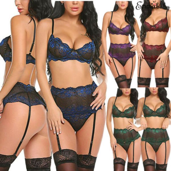 women lingerie set lace bra g-string garter belt stockings underwear 3pieces exotic sets, Red;black
women lingerie set lace bra g-string garter belt stockings underwear 3pieces exotic sets, Red;black