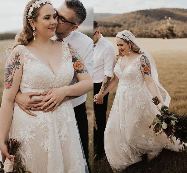 plus size bohemian wedding dresses 2020 elegant lace applique v-neck fairy full length beach holiday country wedding gowns, White
plus size bohemian wedding dresses 2020 elegant lace applique v-neck fairy full length beach holiday country wedding gowns, White