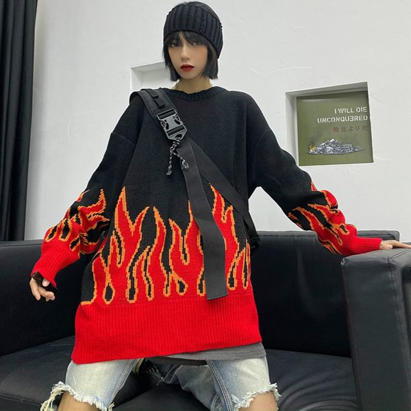 neploe 2019 large size loose autumn winter harajuku knitting flame long sleeve pullover sweater men women jumpers 55214, White;black
neploe 2019 large size loose autumn winter harajuku knitting flame long sleeve pullover sweater men women jumpers 55214, White;black