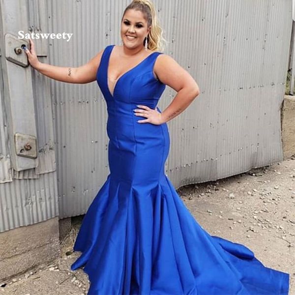 long mermaid evening dresses v-neck royal blue plus size formal evening party dress sweep train satin vestido de noche 2020, White;black
long mermaid evening dresses v-neck royal blue plus size formal evening party dress sweep train satin vestido de noche 2020, White;black