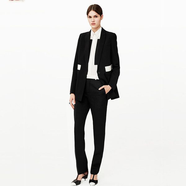 women business suits 2 piece set blazer slim ladies elegant pantsuit female office uniform formal prom suits, White;black
women business suits 2 piece set blazer slim ladies elegant pantsuit female office uniform formal prom suits, White;black