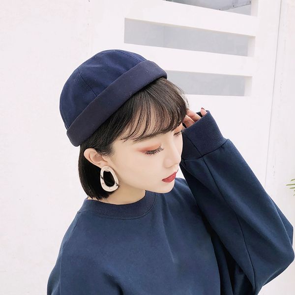 women men embroidery hip hop hat cotton sailor cap rolled cuff retro brimless beanie hat, Black;white
women men embroidery hip hop hat cotton sailor cap rolled cuff retro brimless beanie hat, Black;white