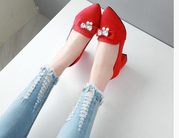 2020 spring and autumn with new style fashion high heel coarse heel pointed end bowknot suede women's shoes @bnm26, Black
2020 spring and autumn with new style fashion high heel coarse heel pointed end bowknot suede women's shoes @bnm26, Black