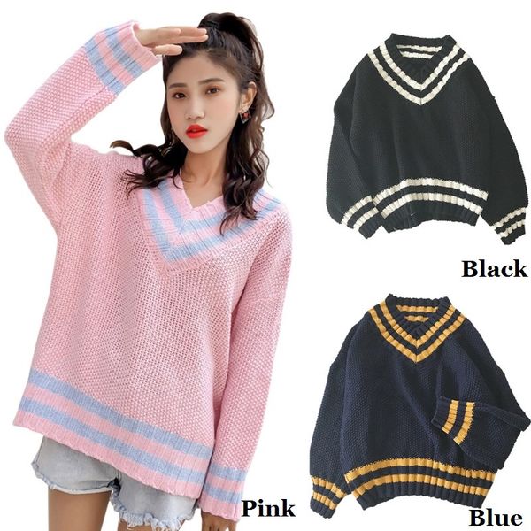 autumn winter female pullovers v neck casual long sleeve fashion sweet loose sweater for women warm knitted jumper 3colors, White;black
autumn winter female pullovers v neck casual long sleeve fashion sweet loose sweater for women warm knitted jumper 3colors, White;black