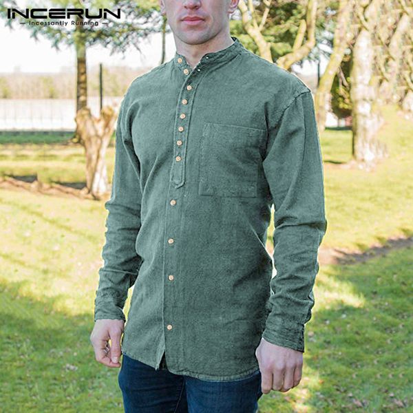 incerun men shirts vintage cotton stand collar solid color button blouse long sleeve casual streetwear shirt men chemise 2019, White;black
incerun men shirts vintage cotton stand collar solid color button blouse long sleeve casual streetwear shirt men chemise 2019, White;black