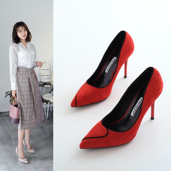 korean fashion show thin and versatile pointy high heels womens thin heel suede shallow mouth single shoes new fall 2018, Black
korean fashion show thin and versatile pointy high heels womens thin heel suede shallow mouth single shoes new fall 2018, Black