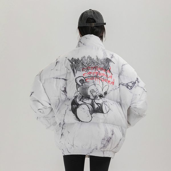 original street fashion men's floral hand-painted printing women's couple quilted jacket windproof cotton coat, Black
original street fashion men's floral hand-painted printing women's couple quilted jacket windproof cotton coat, Black