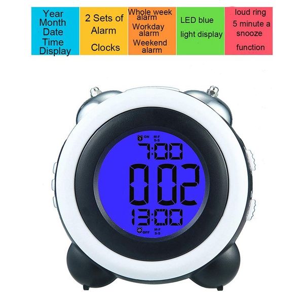 eleg-4 inch twin bell alarm clock loud led digital alarm clock time date display,2 sets of alarm clocks,blue light black other clocks acce
eleg-4 inch twin bell alarm clock loud led digital alarm clock time date display,2 sets of alarm clocks,blue light black other clocks acce