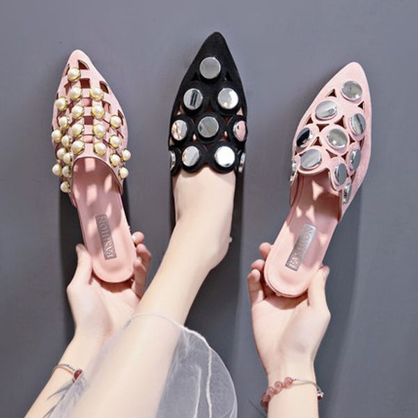 fashion baotou half slippers female summer wear 2020 new korean version of the wild muller shoes pointed flat sandals, Black
fashion baotou half slippers female summer wear 2020 new korean version of the wild muller shoes pointed flat sandals, Black