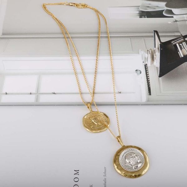 fashion- vintage gold color ancient coins necklaces double round personage pendant double laye necklacegift for women, Silver
fashion- vintage gold color ancient coins necklaces double round personage pendant double laye necklacegift for women, Silver