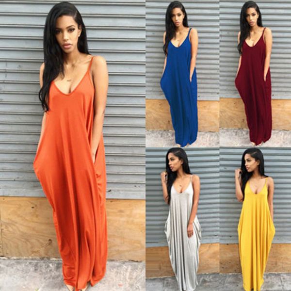 women solid sleeveless maxi dress boho designer spaghetti pocket floor-length v neck loose long skirt elegant backless clubwear ljja2613, Black;gray
women solid sleeveless maxi dress boho designer spaghetti pocket floor-length v neck loose long skirt elegant backless clubwear ljja2613, Black;gray