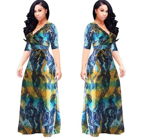women plus size v-neck printed floral maxi dress belt boho clothes, White;black
women plus size v-neck printed floral maxi dress belt boho clothes, White;black