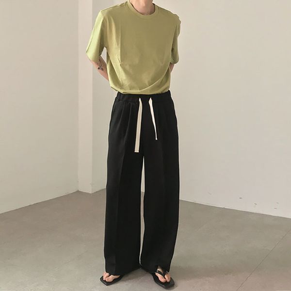 men summer thin loose straight casual pants male vintage fashion streetwear suit pant, Black
men summer thin loose straight casual pants male vintage fashion streetwear suit pant, Black