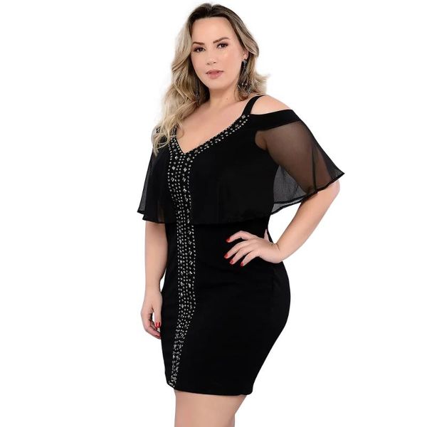 plus size dress women summer elegant v neck cold shoulder mesh patchwork strapless pencil club dress black vestidos d30, White;black
plus size dress women summer elegant v neck cold shoulder mesh patchwork strapless pencil club dress black vestidos d30, White;black