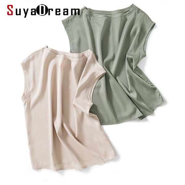 suyadream women summer blouses 100%real silk shor sleeved o neck plain blouse shirt 2020 summer casual top, White
suyadream women summer blouses 100%real silk shor sleeved o neck plain blouse shirt 2020 summer casual top, White