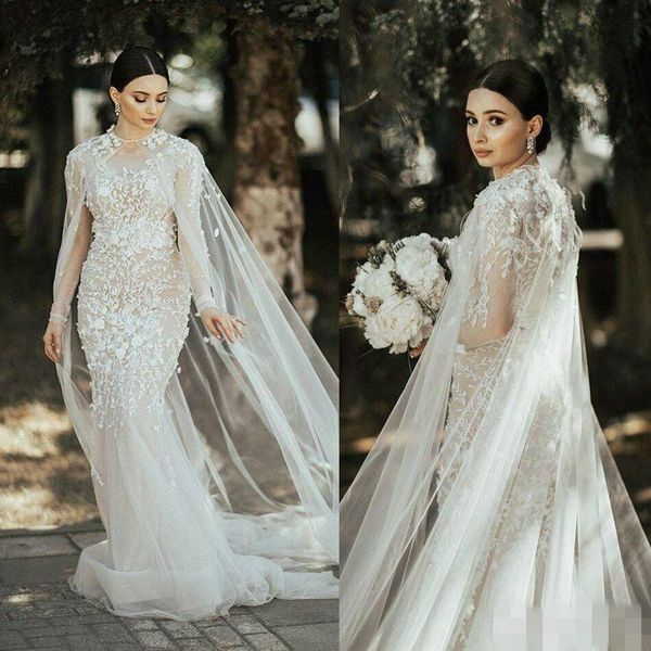 2020 long sleeves mermaid wedding dresses luxury lace applique tulle sweep train scoop neck custom made wedding gown vestido de novia, White
2020 long sleeves mermaid wedding dresses luxury lace applique tulle sweep train scoop neck custom made wedding gown vestido de novia, White