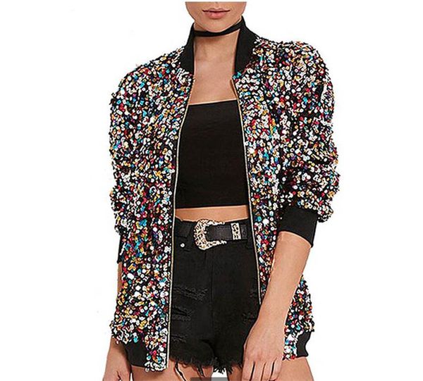 womens designer sequins jacket fashion casual autumn spring loose pilot jacket womens clothing, Black;brown
womens designer sequins jacket fashion casual autumn spring loose pilot jacket womens clothing, Black;brown