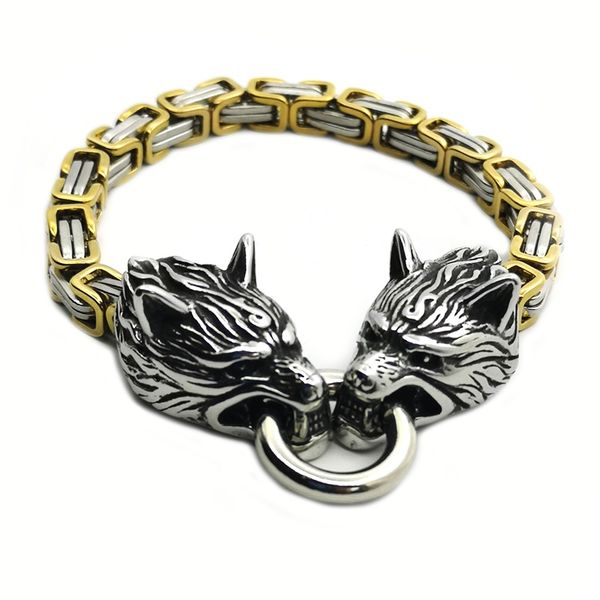 men stainless steel wolf head bracelet nordic viking wolf totem amulet bracelet men fashion accessories viking king chain, Black
men stainless steel wolf head bracelet nordic viking wolf totem amulet bracelet men fashion accessories viking king chain, Black