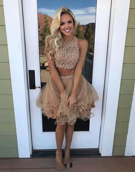 gorgeous champagne short homecoming dress two pieces sheer neck lace applique beaded graduation party dress satin 31, Blue;pink
gorgeous champagne short homecoming dress two pieces sheer neck lace applique beaded graduation party dress satin 31, Blue;pink