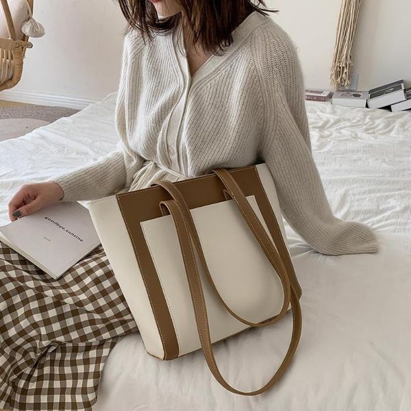 classic women pu leather handbag hit color shoulder bag large capacity shopping bucket tote
classic women pu leather handbag hit color shoulder bag large capacity shopping bucket tote