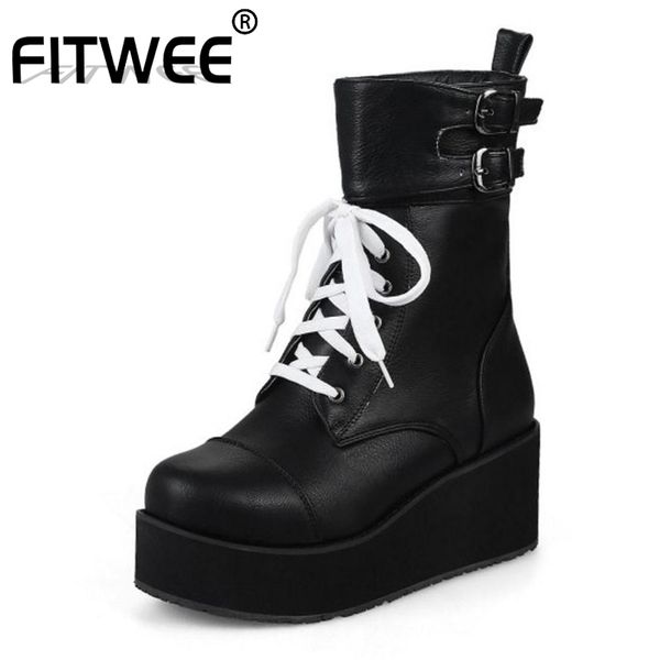 fitwee size 34-46 women high wedges boots metal buckle lace up fur winter ankle boots fashion classic warm women shoes, Black
fitwee size 34-46 women high wedges boots metal buckle lace up fur winter ankle boots fashion classic warm women shoes, Black