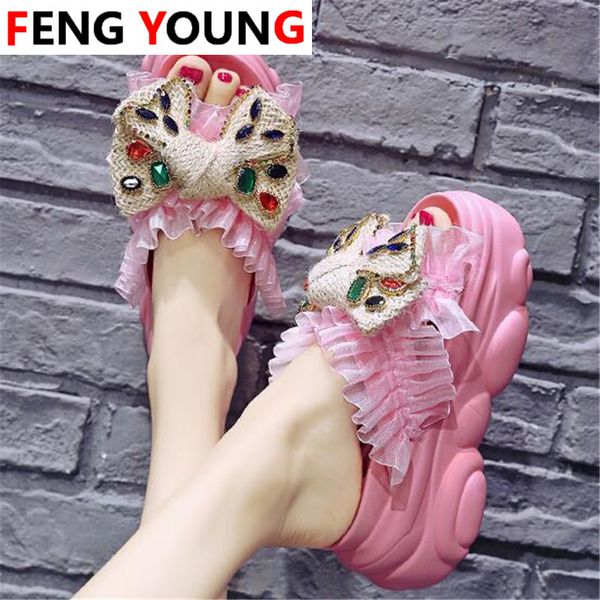 women wedges platform slippers 2020 summer fashion crystal butterfly-knot woman chunky slides female high heel casual shoes, Black
women wedges platform slippers 2020 summer fashion crystal butterfly-knot woman chunky slides female high heel casual shoes, Black