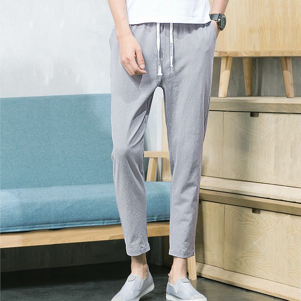 2019 new summer korean version of the trend of straight casual pants men's port wind casual cotton and linen feet slim pants, Black
2019 new summer korean version of the trend of straight casual pants men's port wind casual cotton and linen feet slim pants, Black