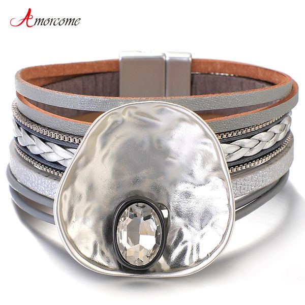 amorcome elegant crystal leather bracelets for women 2019 fashion bohemian wide wrap charm bracelets & bangles party jewelry, Golden;silver
amorcome elegant crystal leather bracelets for women 2019 fashion bohemian wide wrap charm bracelets & bangles party jewelry, Golden;silver