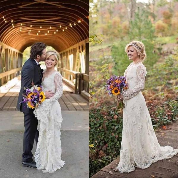 Stunning Kelly Clarkson Country Wedding Dresses V Neck Long Sleeves Lace Wedding Dresses 2019 Plus Size Bridal Gowns Custom Made
Stunning Kelly Clarkson Country Wedding Dresses V Neck Long Sleeves Lace Wedding Dresses 2019 Plus Size Bridal Gowns Custom Made