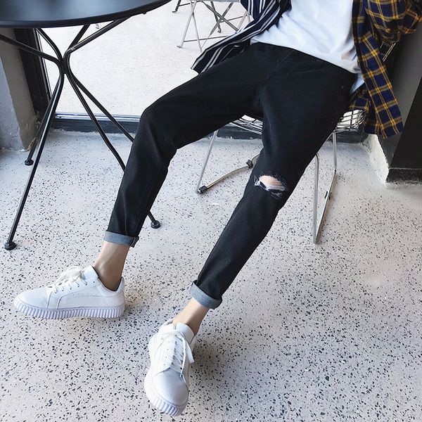 2019 summer men's holes stretch slim fit casual pants skinny fashion trend jeans light grey/blue/black color trousers big size
2019 summer men's holes stretch slim fit casual pants skinny fashion trend jeans light grey/blue/black color trousers big size